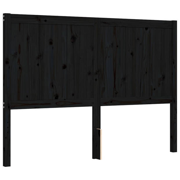 vidaXL Bedframe met hoofdbord massief hout zwart 120x200 cm