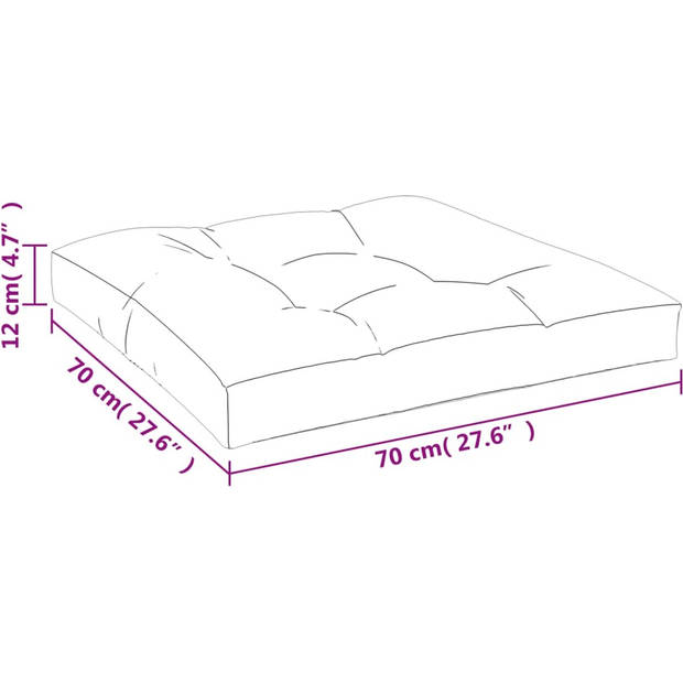 The Living Store Palletkussens - Polyester - 70 x 70 x 12 cm - Grijs