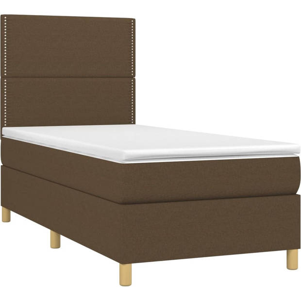 The Living Store Bed LED Donkerbruin 203x80x118/128 cm - Duurzaam materiaal - Verstelbaar hoofdbord - Comfortabele