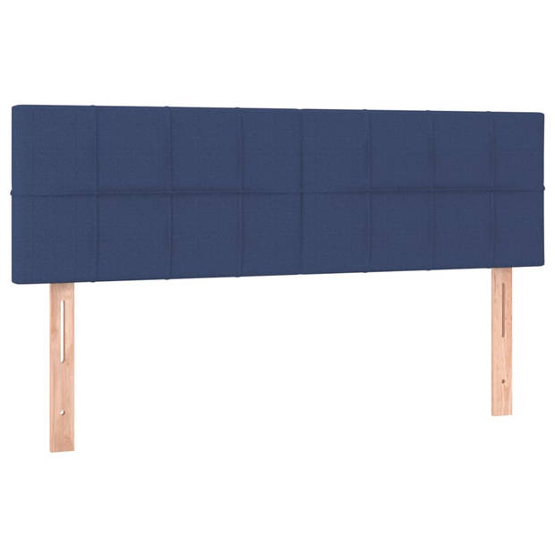 vidaXL Boxspring met matras en LED stof blauw 140x190 cm