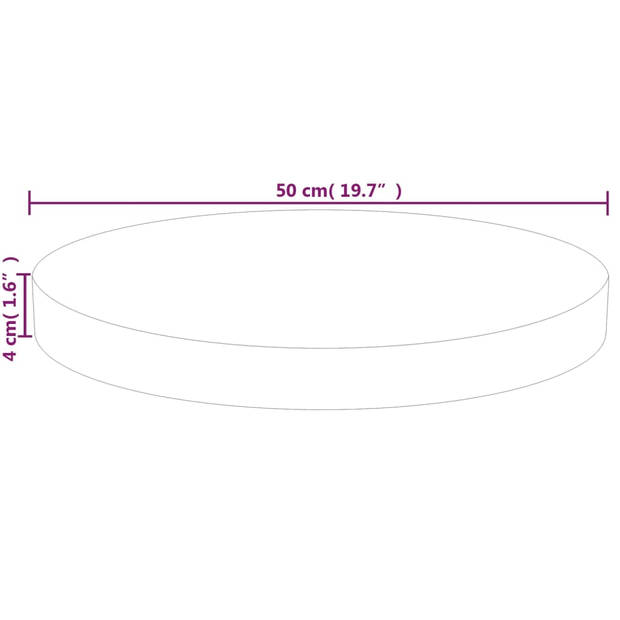 vidaXL Tafelblad rond Ø50x4 cm onbehandeld massief eikenhout