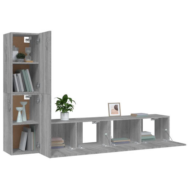 The Living Store - Tv-meubels - YFIk - 80x30x30 cm + 30.5x30x60 cm - Grijs sonoma eiken