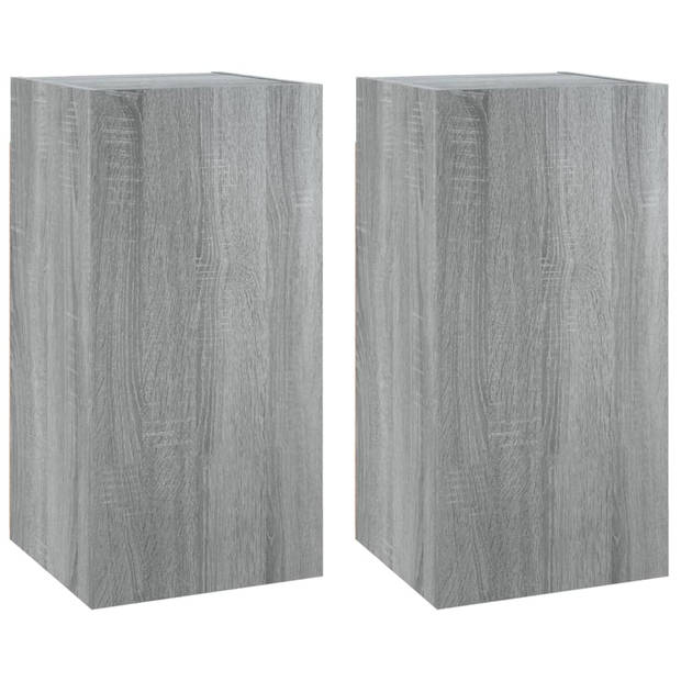 The Living Store Hangend tv-meubel - Grijs Sonoma Eiken - 30.5 x 30 x 60 cm - Bewerkt hout - Set van 2