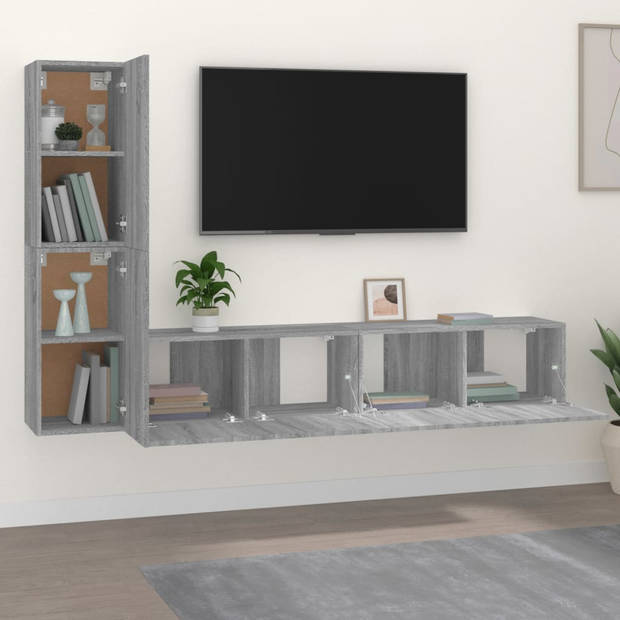 The Living Store - Tv-meubels - YFIk - 80x30x30 cm + 30.5x30x60 cm - Grijs sonoma eiken