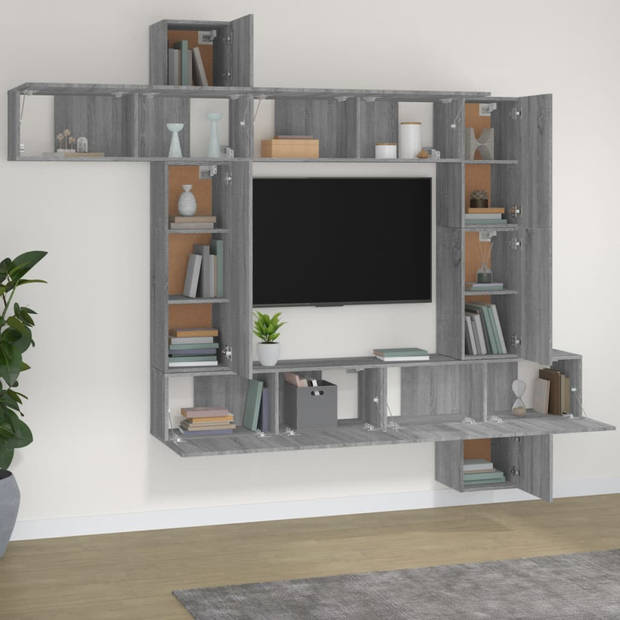 The Living Store Televisiemeubelset Sonoma Eiken - Modulair en Ruimtebesparend - Inclusief 2 kleine - 4 horizontale en