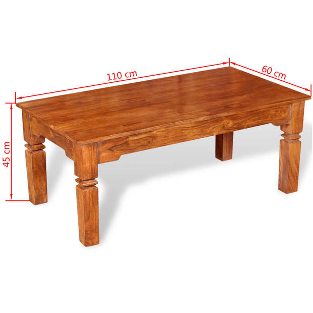 The Living Store Salontafel Massief Hout - 110 x 60 x 45 cm - Bruin