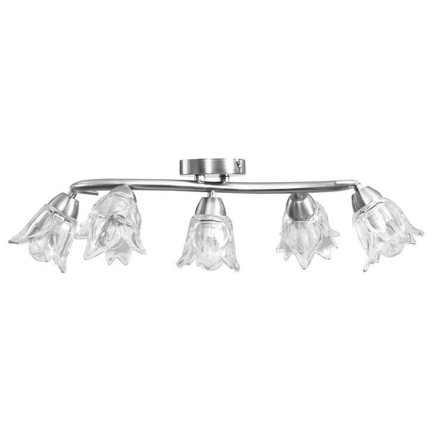 The Living Store Plafondlamp Tulpvormig - 64 x 36 x 17 cm - Verchroomd staal en transparant glas