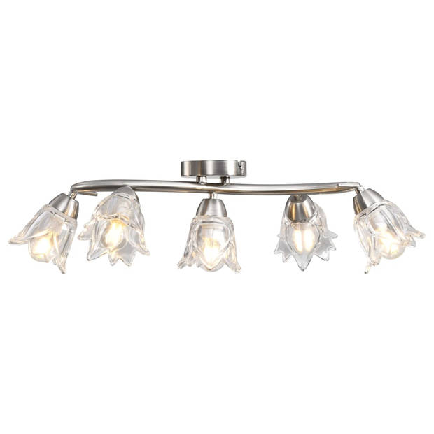 The Living Store Plafondlamp Tulpvormig - 64 x 36 x 17 cm - Verchroomd staal en transparant glas