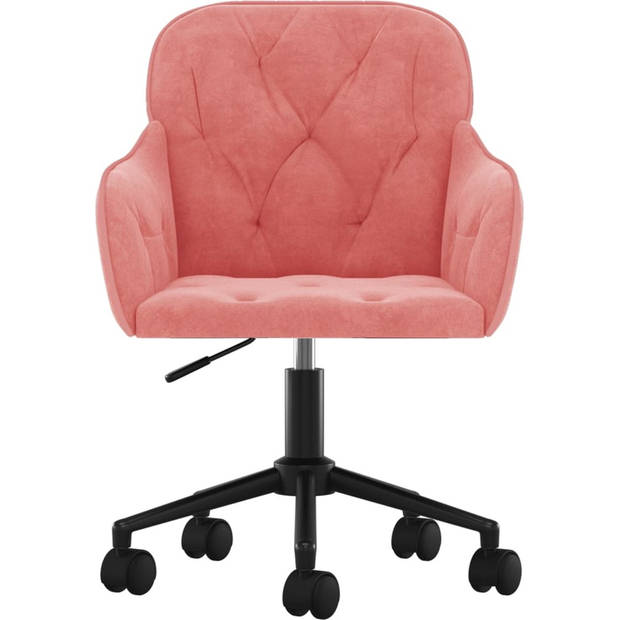 The Living Store Eetkamerstoelen - Roze Fluweel - 56 x 61 cm - Verstelbare hoogte - Stevig frame