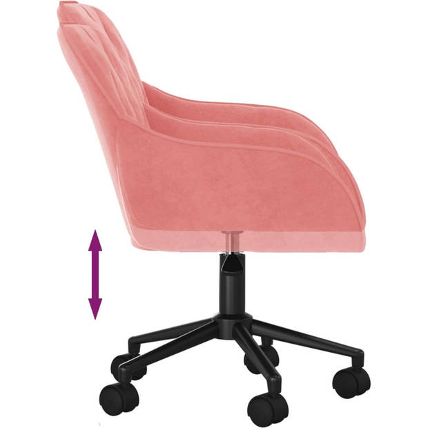 The Living Store Eetkamerstoelen - Roze Fluweel - 56 x 61 cm - Verstelbare hoogte - Stevig frame