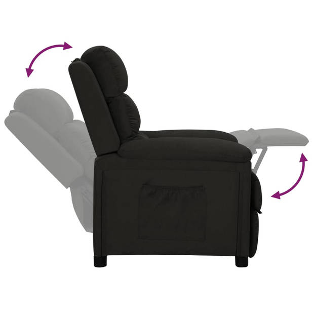 The Living Store Fauteuil Verstelbaar - Zwart - 74 x 143 x 82.5 cm