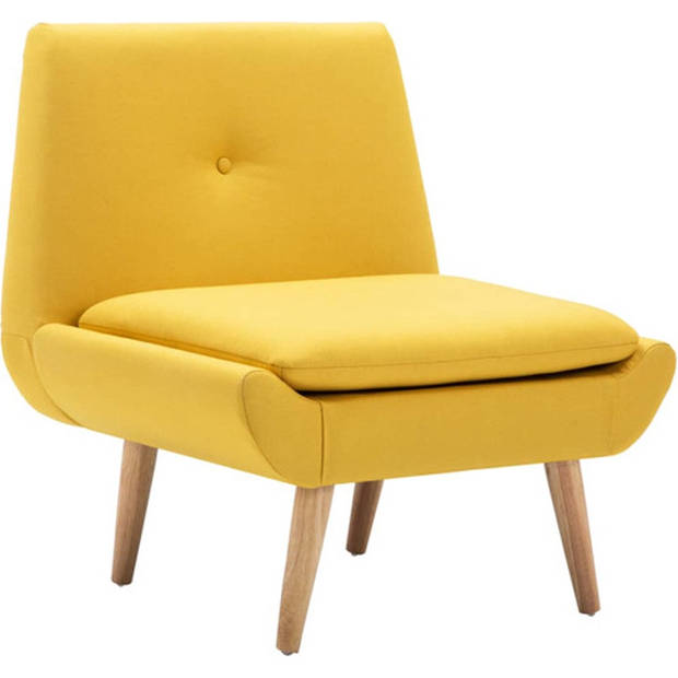 The Living Store fauteuil geel polyester 73x66x77 cm - met rubberwood poten