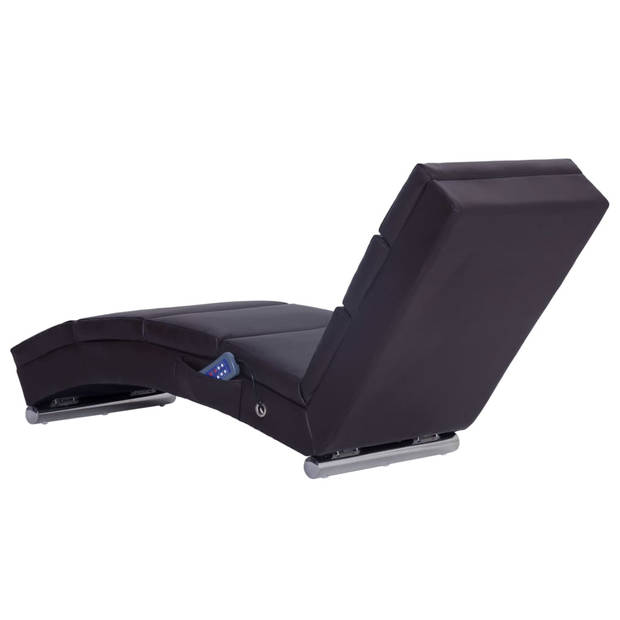 The Living Store Chaise Longue - Massage en Verwarming - Bruin - 155 x 51 x 71 cm - USB-aansluiting