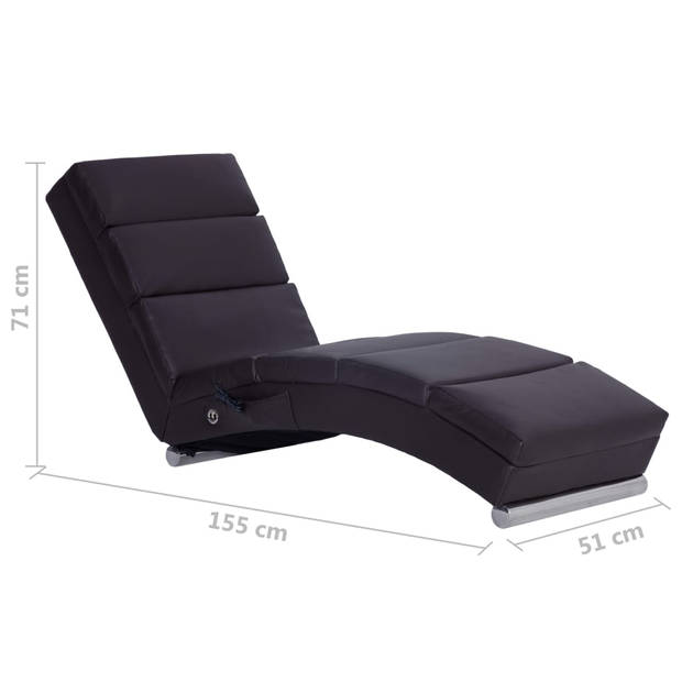 The Living Store Chaise Longue - Massage en Verwarming - Bruin - 155 x 51 x 71 cm - USB-aansluiting