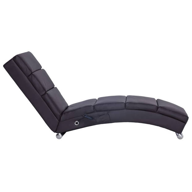 The Living Store Chaise Longue - Massage en Verwarming - Bruin - 155 x 51 x 71 cm - USB-aansluiting