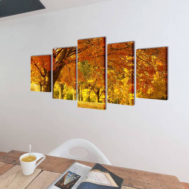 vidaXL Wandprintset esdoorn 100x50 cm canvas