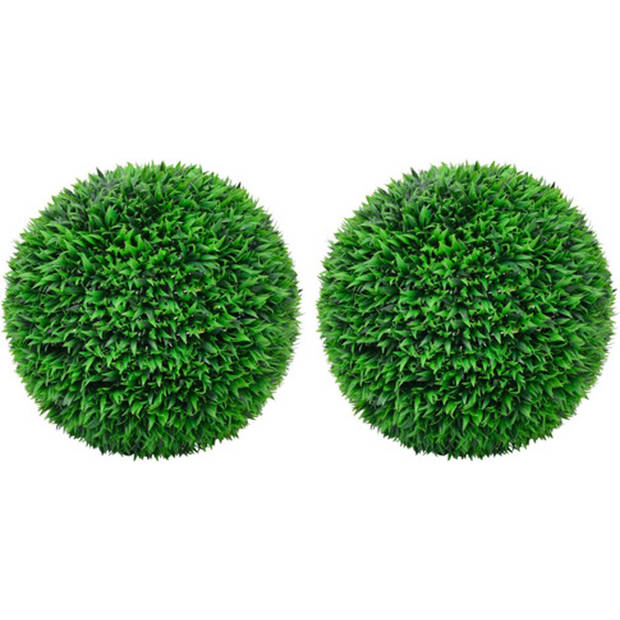 The Living Store Kunstbuxus Set - Polyethyleen - Groen - 55 cm - 2 stuks