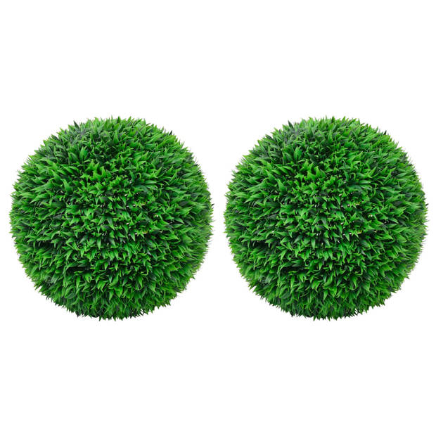 The Living Store Kunstbuxus Set - Polyethyleen - Groen - 55 cm - 2 stuks