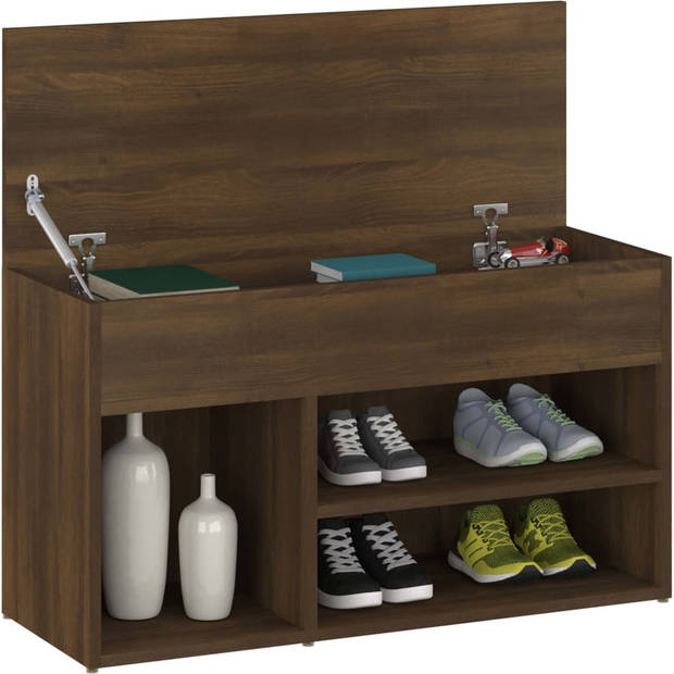 The Living Store Schoenenbank - Bruineiken - 80 x 30 x 45 cm - Praktisch bewerkt hout - Voldoende opbergruimte