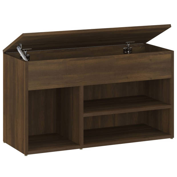 The Living Store Schoenenbank - Bruineiken - 80 x 30 x 45 cm - Praktisch bewerkt hout - Voldoende opbergruimte