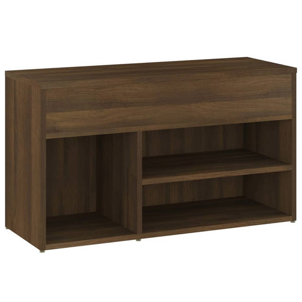 The Living Store Schoenenbank - Bruineiken - 80 x 30 x 45 cm - Praktisch bewerkt hout - Voldoende opbergruimte