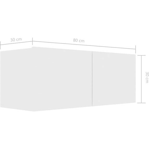 The Living Store - Televisiewandmeubel - Set van 4 - Wit - Spaanplaat - 80x30x30cm - 30.5x30x90cm