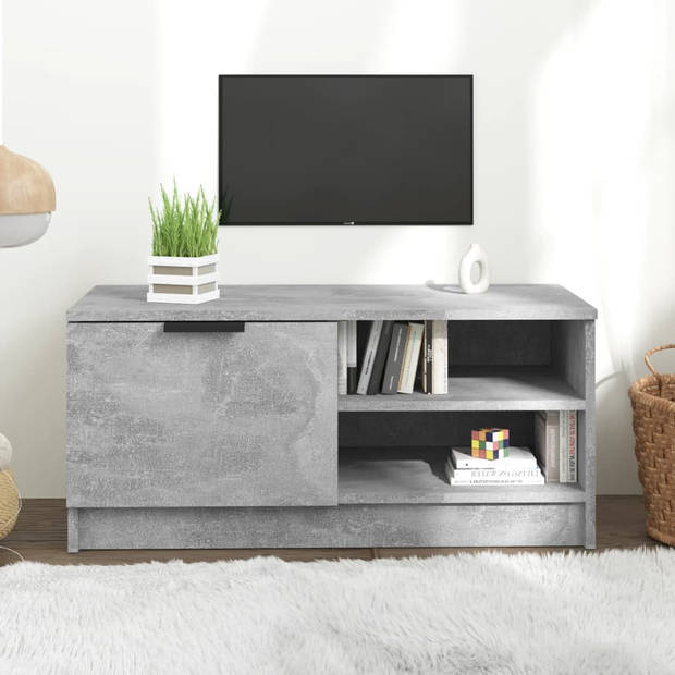 The Living Store TV-Meubel - Betongrijs - 80 x 35 x 36.5 cm - Praktisch en Stijlvol