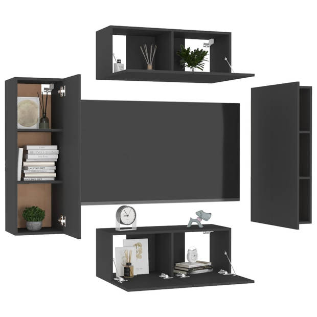 The Living Store TV-meubel - Stereokast - Zwart - Spaanplaat - 80x30x30 cm - 30.5x30x90 cm