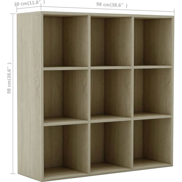 The Living Store Boekenkast - Sonoma Eiken - 98 x 30 x 98 cm - 9 vakken