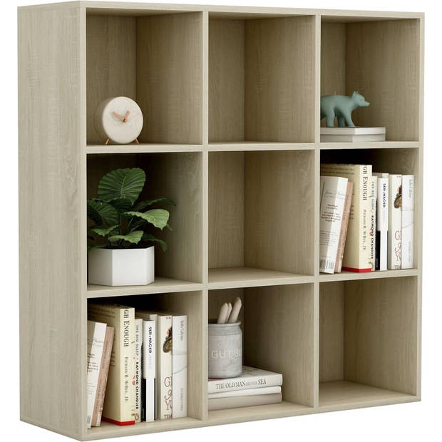 The Living Store Boekenkast - Sonoma Eiken - 98 x 30 x 98 cm - 9 vakken