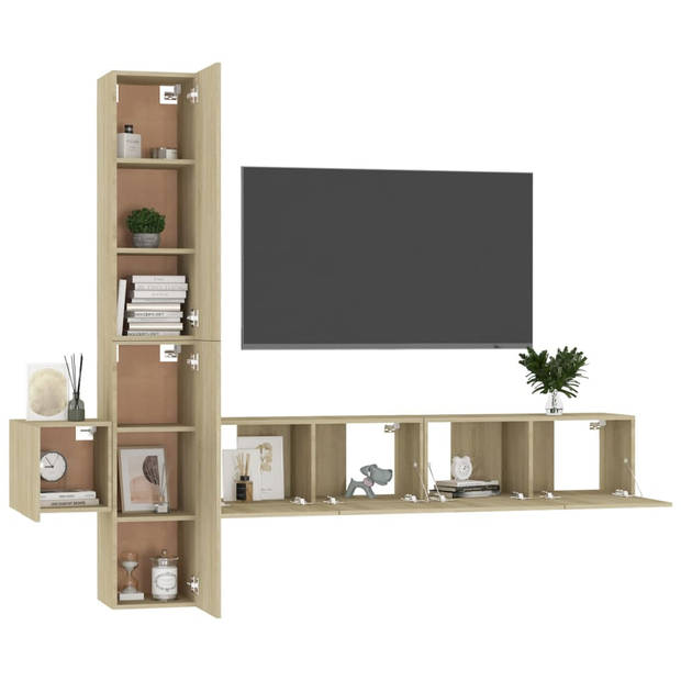 The Living Store Stereokast Sonoma Eiken 2x TV-meubel (L) - 2x TV-meubel (M) - 1x TV-meubel (S)