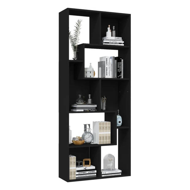 The Living Store Boekenkast Zwart 67 x 24 x 161 cm - Hoogwaardig spaanplaat - Montagematerialen inbegrepen