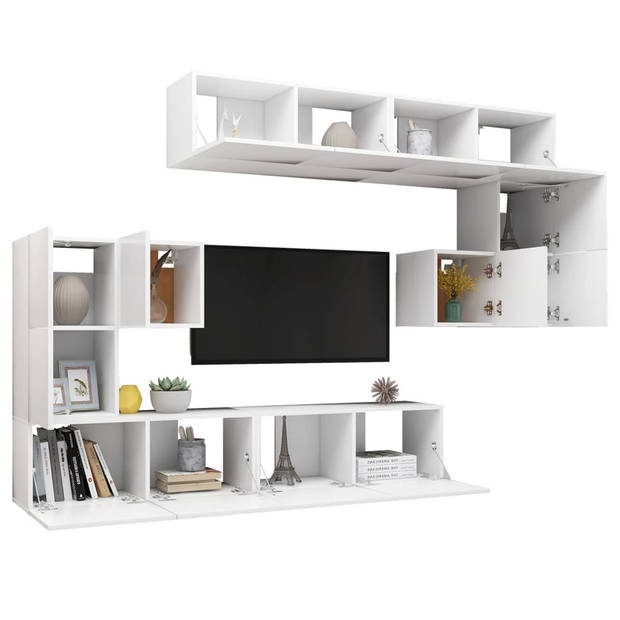 The Living Store Televisiemeubel set - wit - spaanplaat - Montage vereist - 80 x 30 x 30 cm - 60 x 30 x 30 cm - 30.5 x