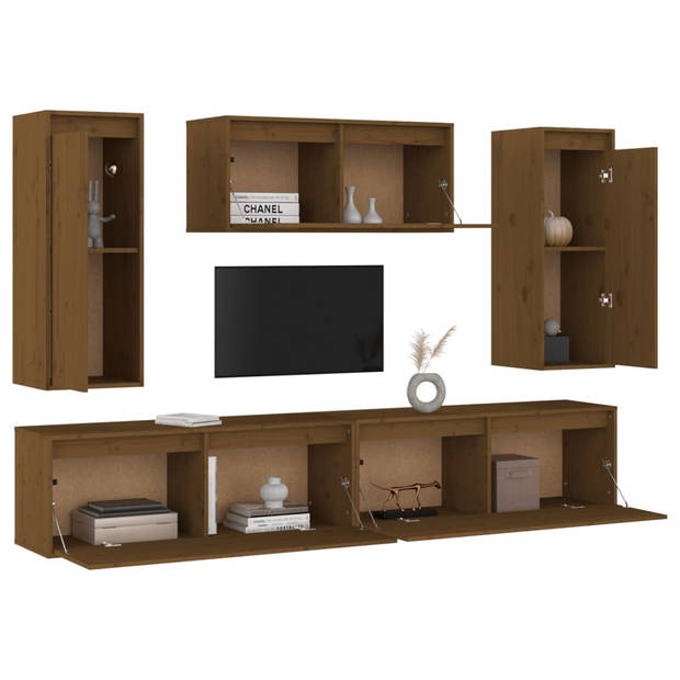 The Living Store Klassieke Televisiekasten Hangkasten Massief Grenenhout - 80x30x35 cm / 100x30x35 cm / 30x30x80 cm -