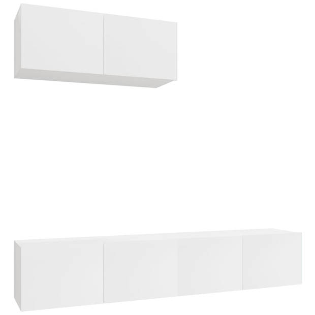 The Living Store TV-meubelset - Hoogglans wit - 80 x 30 x 30 cm - 3 stuks