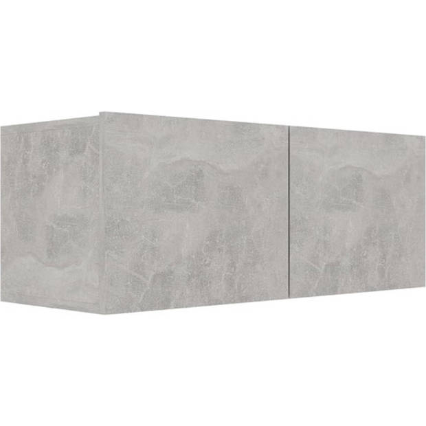 The Living Store Televisiemeubelset Betongrijs - 100x30x30cm - 80x30x30cm - Muurbevestiging