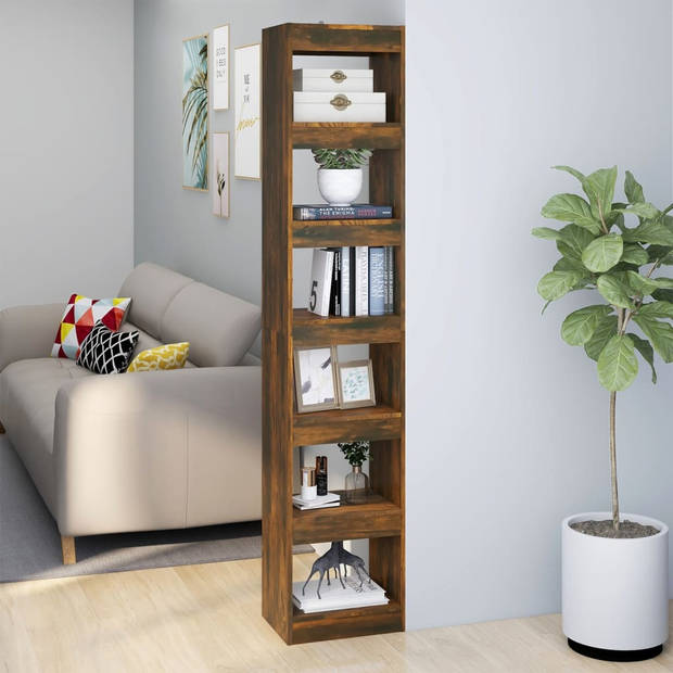 The Living Store Boekenkast Gerookt Eiken - 40x30x198 cm - Opbergkast