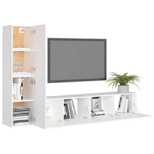 The Living Store Televisiewandmeubelset - Tv-meubels - Afmetingen- 80 x 30 x 30 cm - 30.5 x 30 x 60 cm - Kleur- wit -