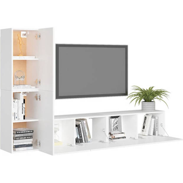 The Living Store Televisiewandmeubelset - Tv-meubels - Afmetingen- 80 x 30 x 30 cm - 30.5 x 30 x 60 cm - Kleur- wit -