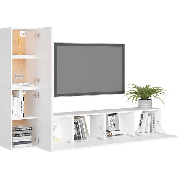 The Living Store Televisiewandmeubelset - Tv-meubels - Afmetingen- 80 x 30 x 30 cm - 30.5 x 30 x 60 cm - Kleur- wit -