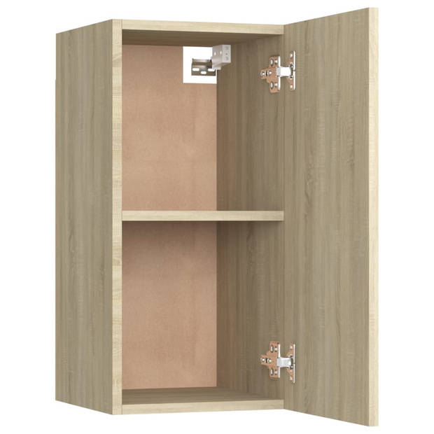 The Living Store Hangende Televisiekastenset - Sonoma Eiken - Spaanplaat - 30.5 x 30 x 60 cm - 2 schappen - Montage