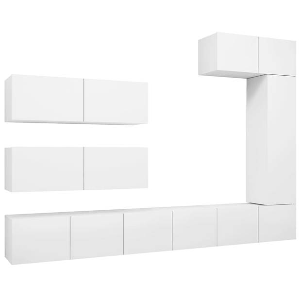 The Living Store televisiemeubelset - wit - spaanplaat - 80 x 30 x 30 cm - modern design - veel opbergruimte - aan de