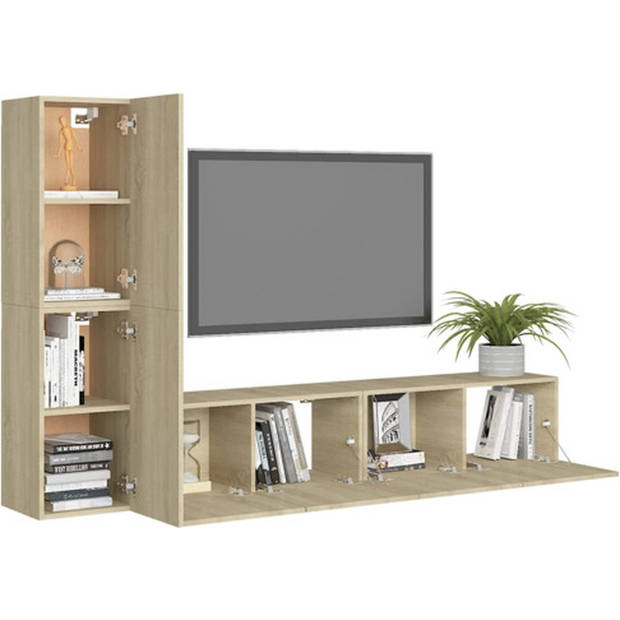 The Living Store Televisiewandmeubelset Sonoma Eiken - 80x30x30 cm - 30.5x30x60 cm