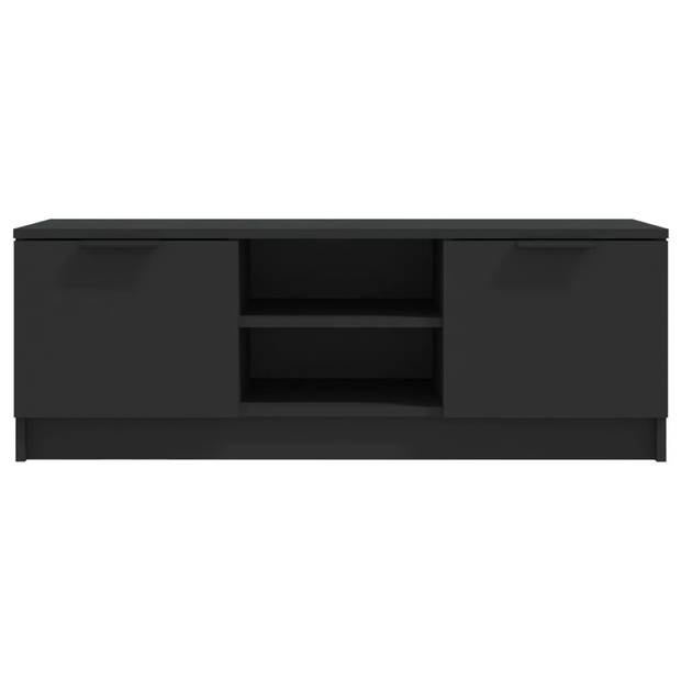 The Living Store TV-meubel - Strak en trendy - TV-kast - 102 x 35 x 36.5 cm - Zwart - Bewerkt hout