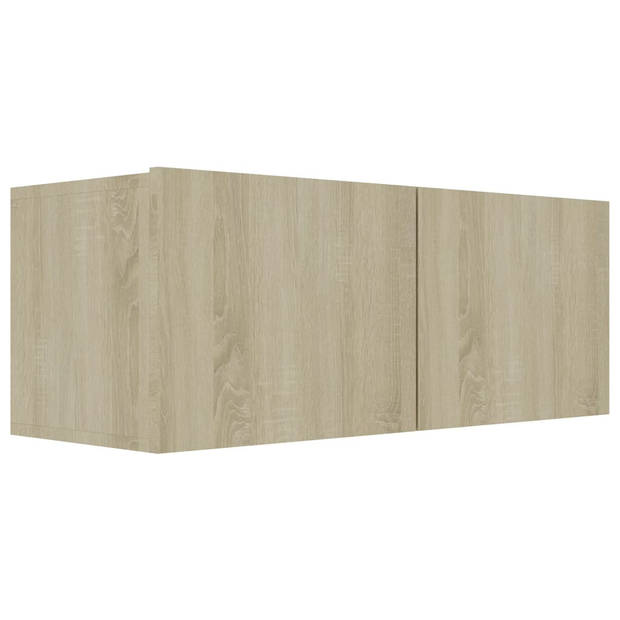 The Living Store TV-meubelset Sonoma Eiken - Wandmontage - Praktisch - Opvallend - 4 Delig - 2x 80x30x30cm - 2x