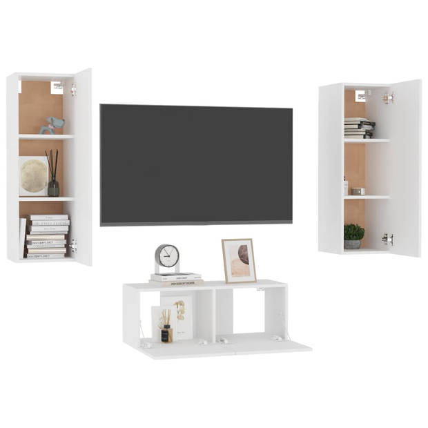 The Living Store Televisiekast - Trendy - Meubelopbergsysteem - Afmeting 80 x 30 x 30 cm - Kleur wit