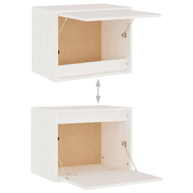 The Living Store Televisiemeubel Hangkast - 45x30x35 cm - 30x30x100 cm - Massief grenenhout - Wit