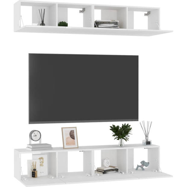 The Living Store Televisiekast TV-Meubel - 80 x 30 x 30 cm - Hoogglans wit