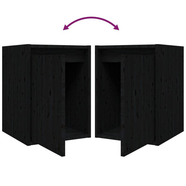 The Living Store Televisiekasten - zwart massief grenenhout - set van 2 stuks met afmeting 60 x 30 x 35 cm en 30 x 30 x