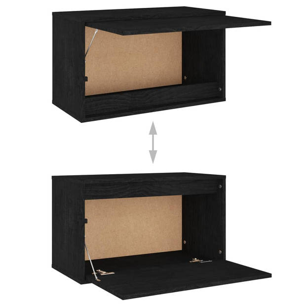 The Living Store Televisiekasten - Klassiek design - Massief grenenhout - Zwarte kleur - 2x 60x30x35 cm - 1x 30x30x40